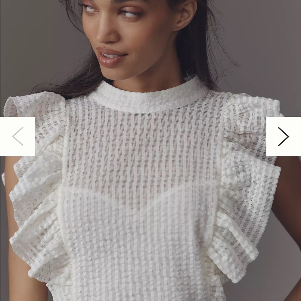 White Ruffled Textured Blouse - Picture 4 of 4